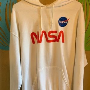 NASA logo white unisex hoodie